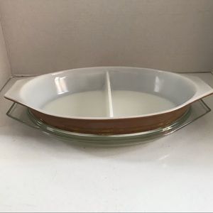 Pyrex Early American Gold Divided Dish